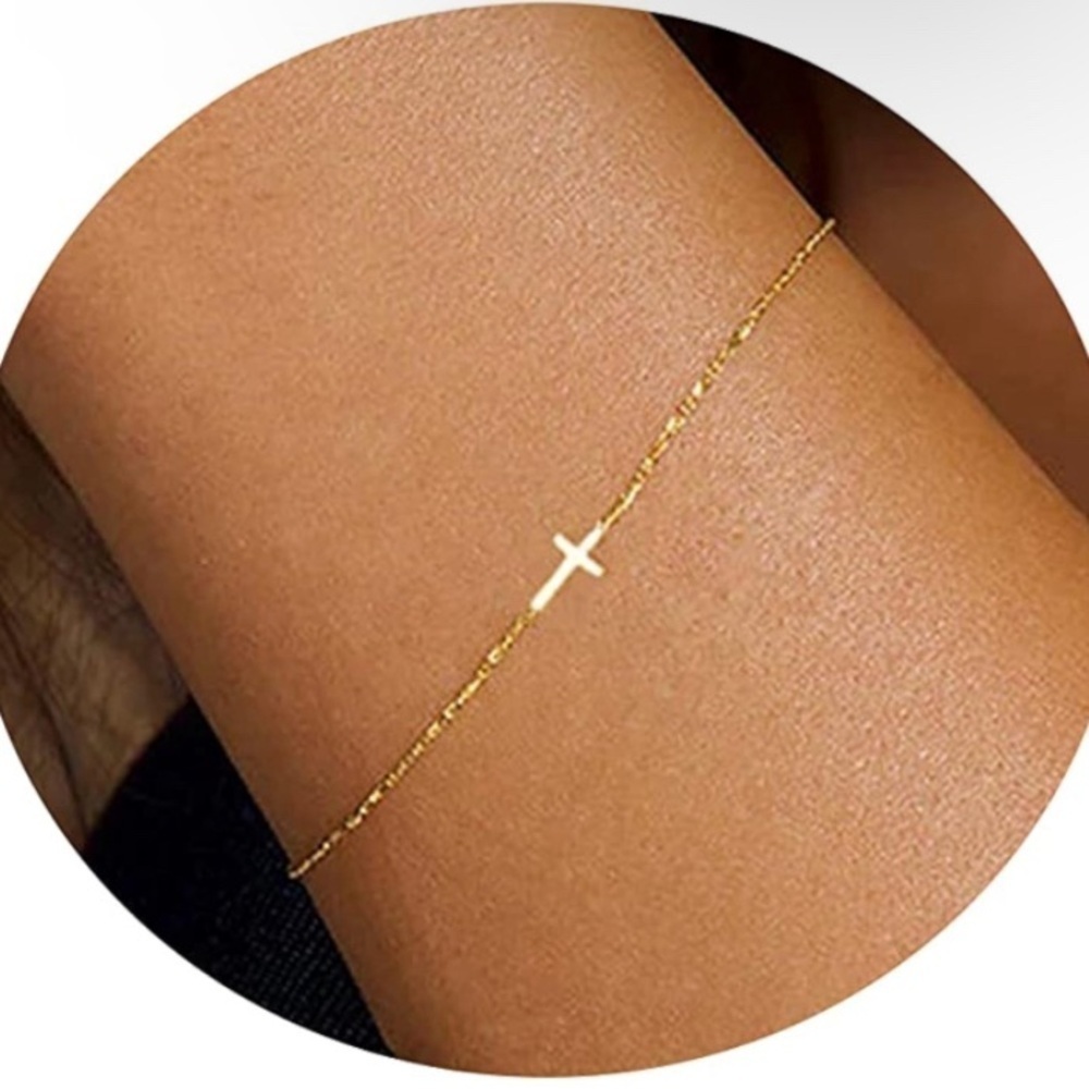 18K Gold Plated Bracelet for Women Cross Bracelet Adjustable Women’s Cross